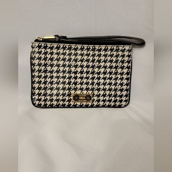 Lauren Ralph Lauren Black & White Houndstooth Wristlet